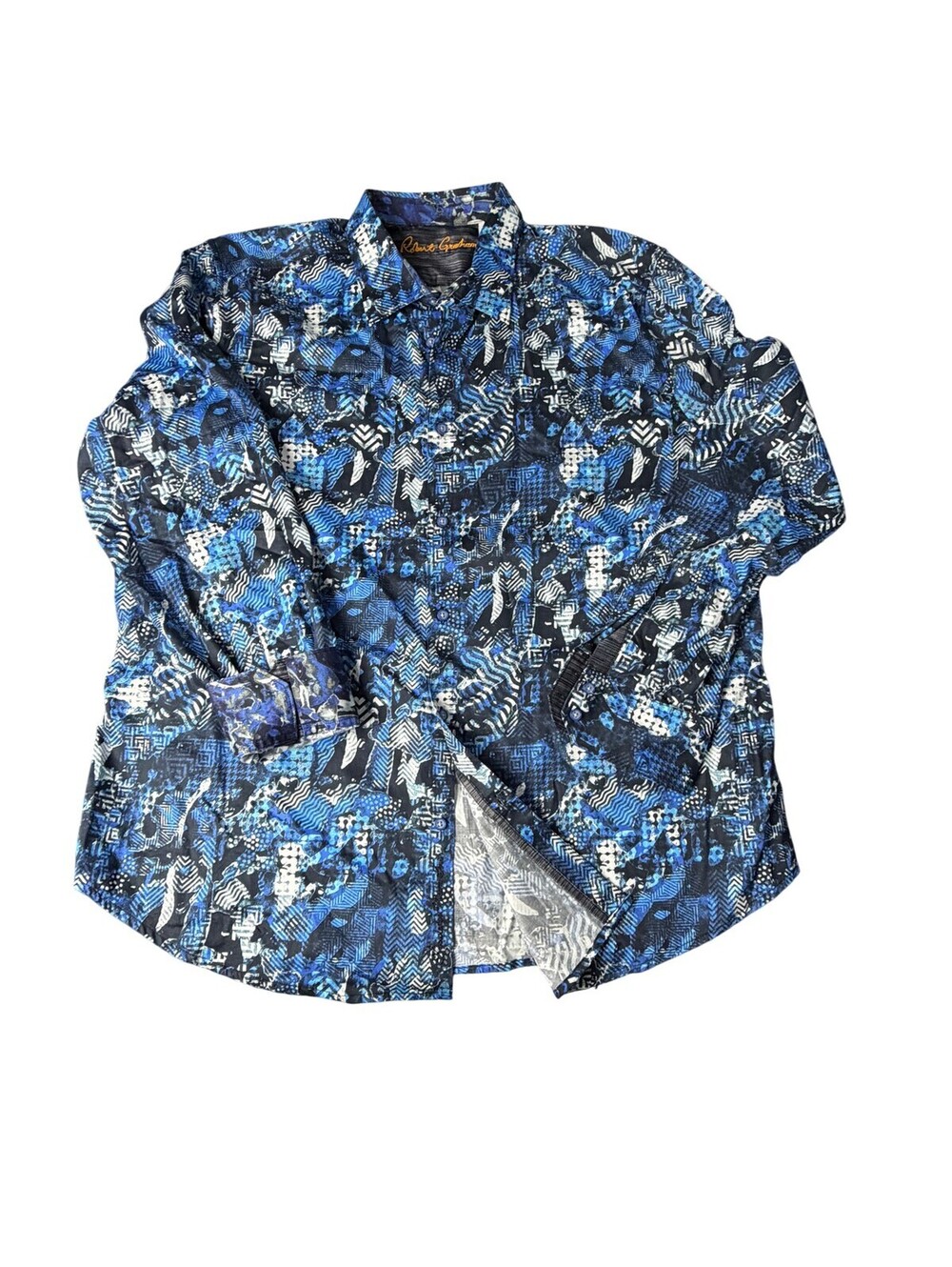 Robert Graham Men's 3XL Blue Geometric Classic Fit Long Sleeve Button-Up Shirt